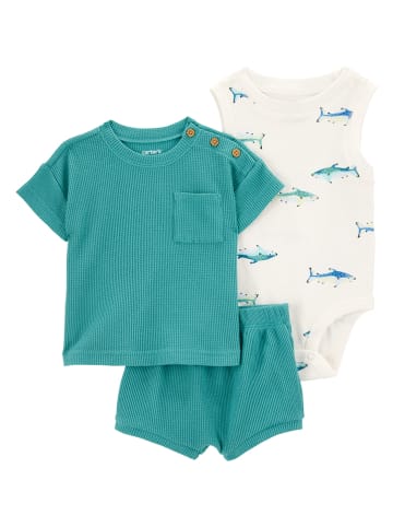 carter's 3tlg. Outfit in Türkis/ Creme