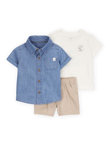 carter's 3-delige outfit blauw/beige/crème
