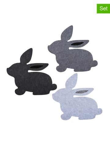 Nordheim 3er-Set: Tischsets in Grau/ Schwarz - (L)45 x (B)44 cm