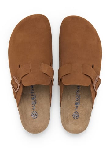 SABOKETS Leder-Clogs in Hellbraun