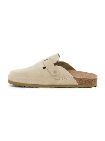 SABOKETS Skórzane chodaki w kolorze khaki