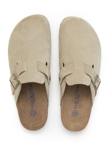 SABOKETS Leren clogs kaki