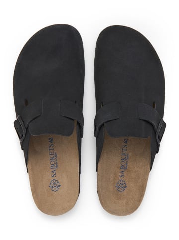 SABOKETS Leder-Clogs in Schwarz