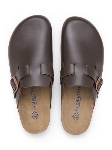 SABOKETS Leren clogs bruin