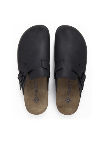 SABOKETS Leder-Clogs in Schwarz
