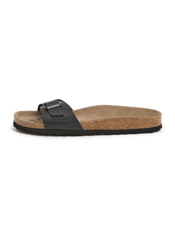 SABOKETS Leder-Pantoletten in Schwarz