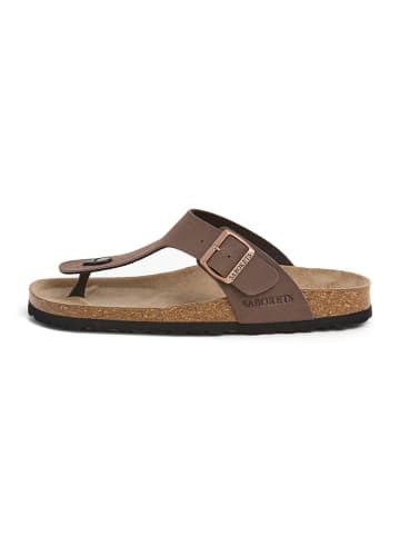 SABOKETS Leren teenslippers bruin