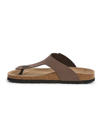 SABOKETS Leren teenslippers bruin