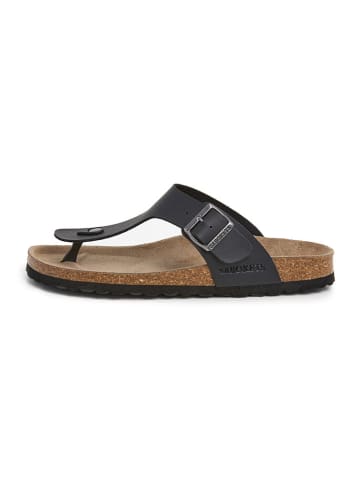 SABOKETS Leren teenslippers zwart