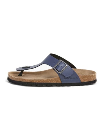 SABOKETS Leren teenslippers donkerblauw