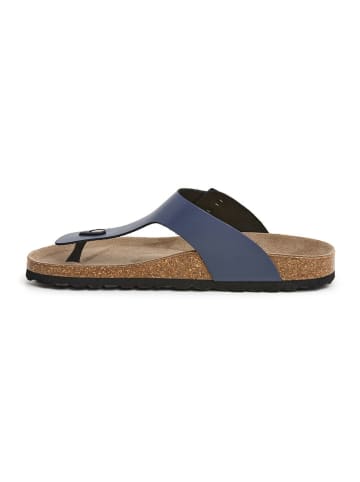 SABOKETS Leren teenslippers donkerblauw