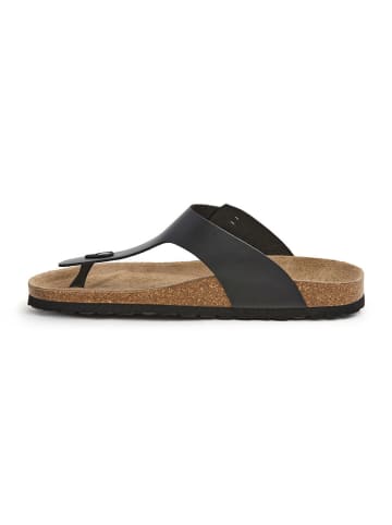 SABOKETS Leren teenslippers zwart
