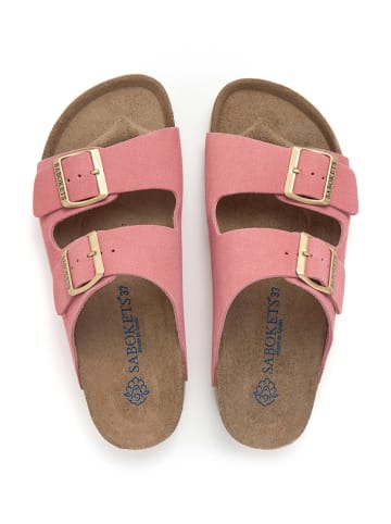 SABOKETS Leder-Pantoletten in Rosa