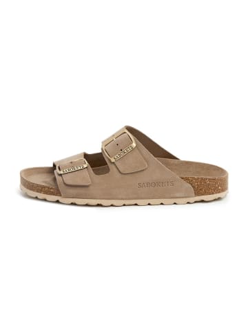 SABOKETS Leren slippers lichtbruin