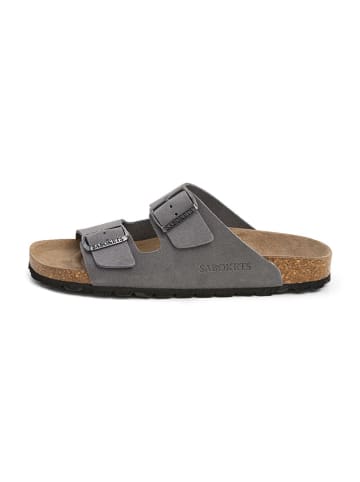 SABOKETS Leren slippers grijs