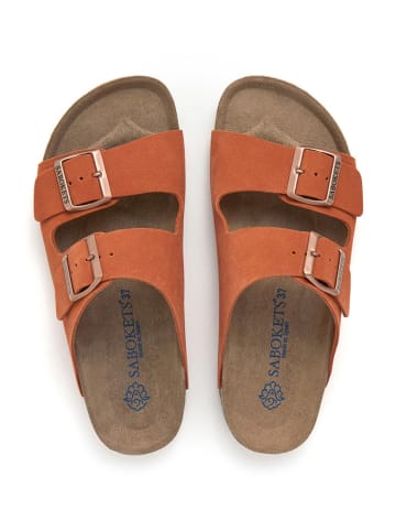 SABOKETS Leder-Pantoletten in Orange