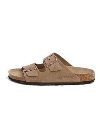 SABOKETS Leren slippers lichtbruin