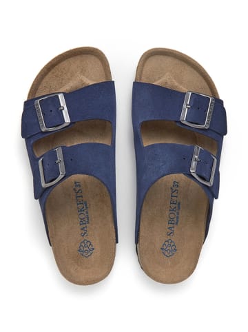 SABOKETS Leder-Pantoletten in Blau