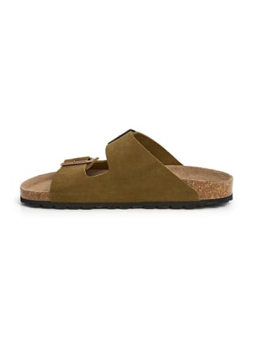 SABOKETS Skórzane klapki w kolorze khaki