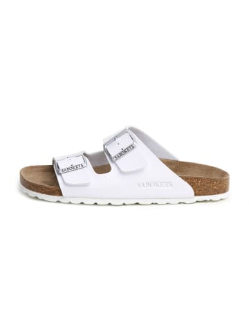 SABOKETS Leren slippers wit