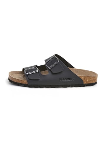 SABOKETS Leder-Pantoletten in Schwarz