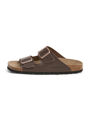 SABOKETS Leren slippers bruin