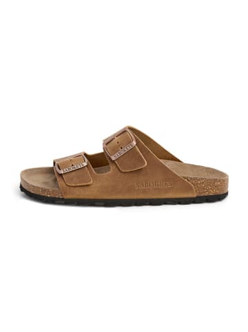 SABOKETS Leren slippers lichtbruin