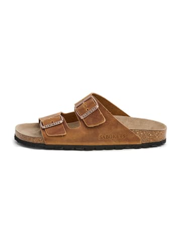 SABOKETS Leren slippers lichtbruin