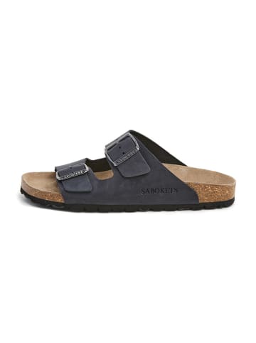 SABOKETS Leren slippers zwart