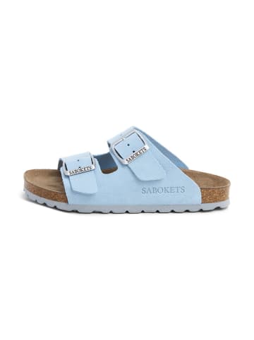 SABOKETS Leder-Pantoletten in Hellblau