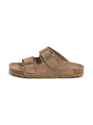 SABOKETS Leren slippers lichtbruin