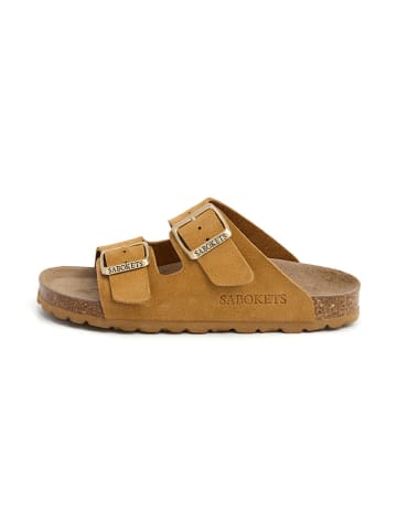 SABOKETS Leren slippers lichtbruin