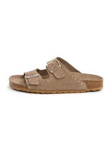 SABOKETS Leren slippers lichtbruin