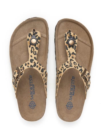 SABOKETS Zehentrenner in Beige/ Schwarz