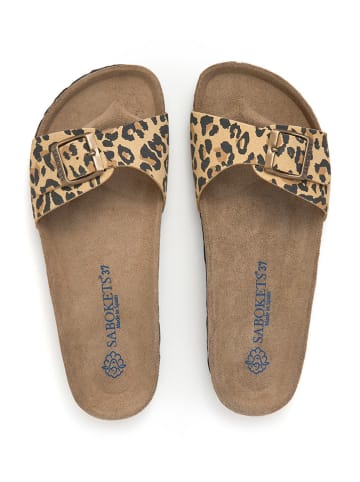SABOKETS Pantoletten in Beige/ Schwarz