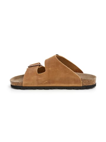 SABOKETS Leren slippers lichtbruin