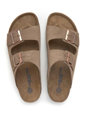SABOKETS Leren slippers lichtbruin
