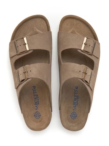 SABOKETS Leren slippers lichtbruin