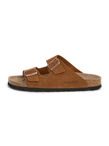 SABOKETS Leren slippers bruin