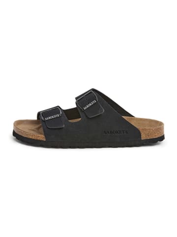 SABOKETS Leren slippers zwart