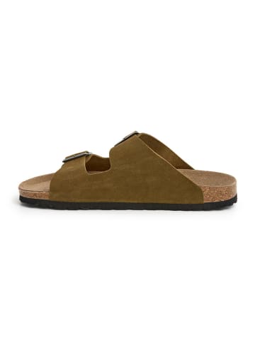 SABOKETS Skórzane klapki w kolorze khaki