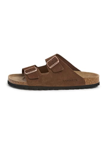 SABOKETS Leren slippers bruin