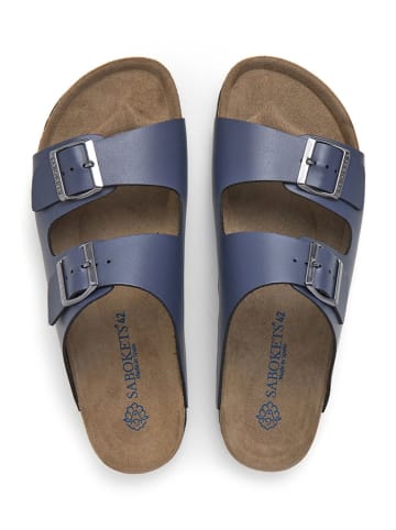 SABOKETS Leder-Pantoletten in Blau