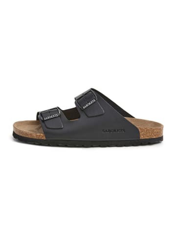 SABOKETS Leder-Pantoletten in Schwarz