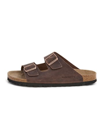 SABOKETS Leren slippers bruin