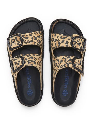 SABOKETS Pantoletten in Beige/ Schwarz