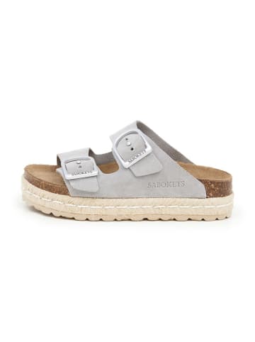SABOKETS Leren slippers grijs