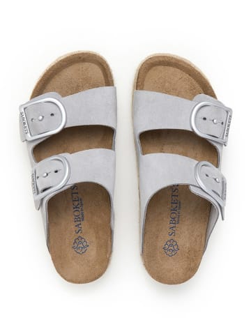 SABOKETS Leren slippers grijs