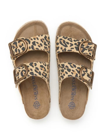 SABOKETS Pantoletten in Beige/ Schwarz