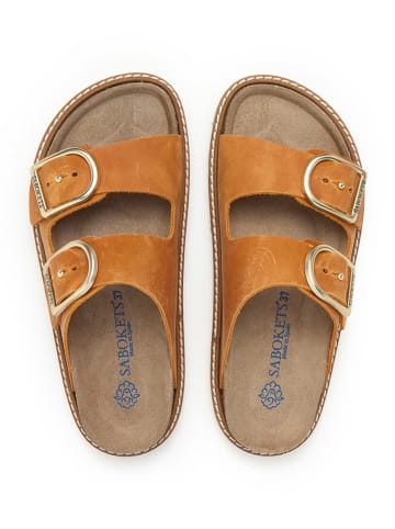 SABOKETS Leren slippers oranje